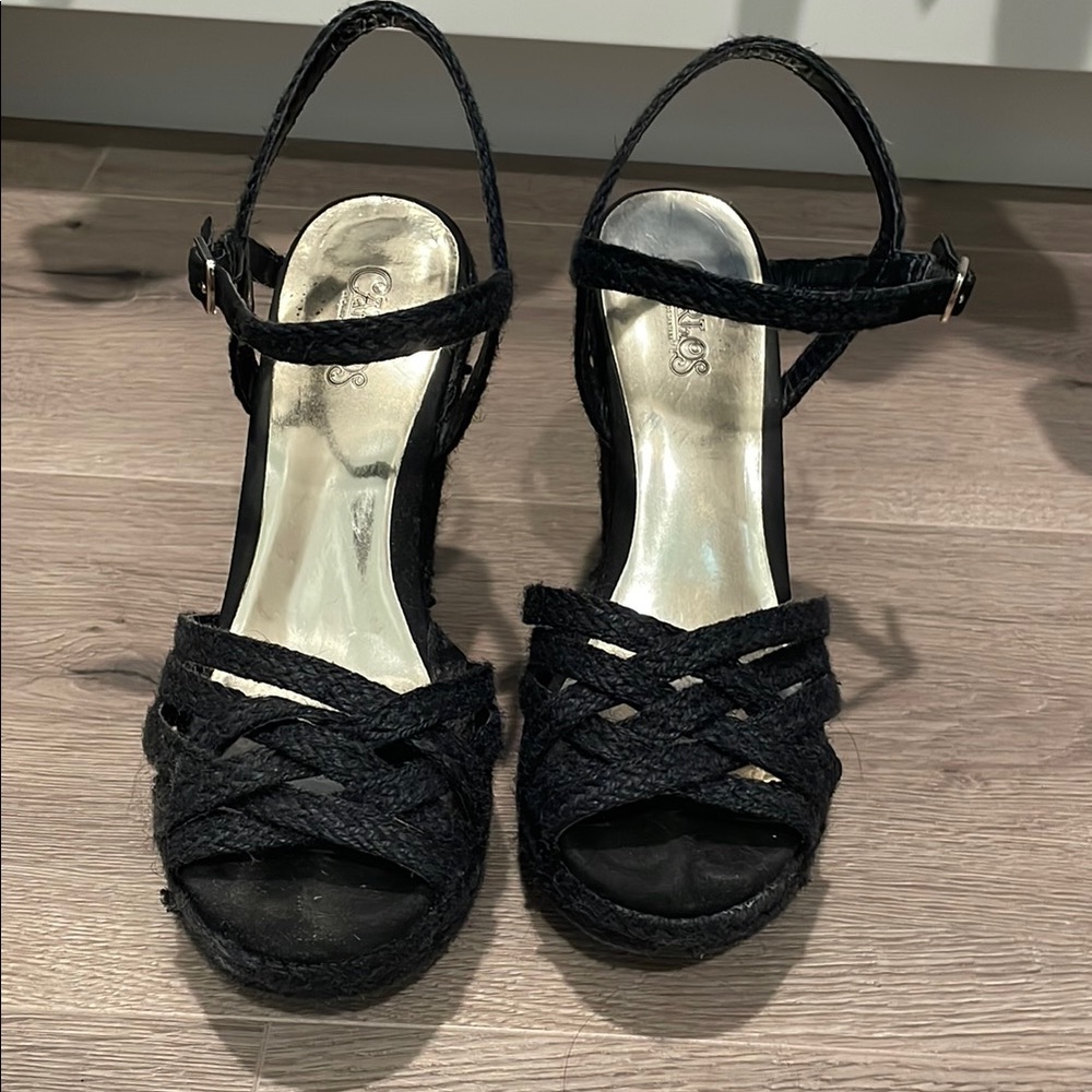 Elegant Black Woven Sandals